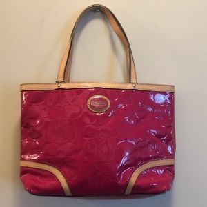 Coach Fuchsia Patent Leather Mini Tote